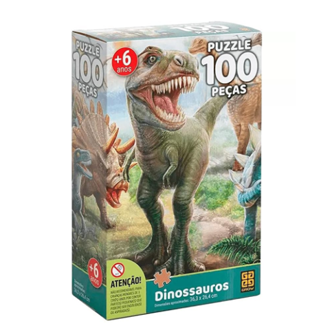 Quebra Cabeça 100 peças Dinossauros Grow