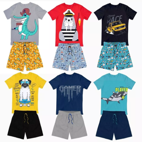 Kit 12 Peças De Roupa Infantil Menino = 6 Camisas + 6 Shorts EKids