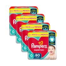 4 Pacotes Pampers Supersec G 80 Unidades