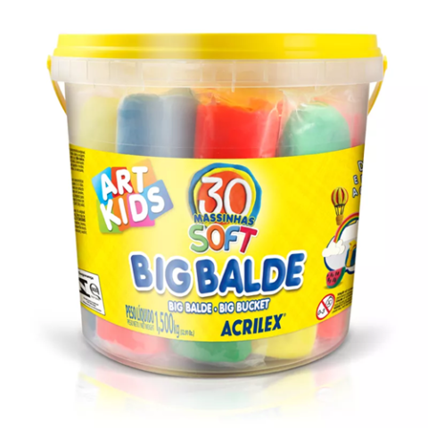 Big Balde Acrilex com 30 Massinha Cores Sortidas 1.5kg