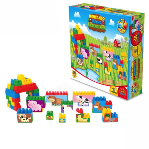 Blocos de Montar Montando Minha Fazendinha 48 Peças GGB Plast