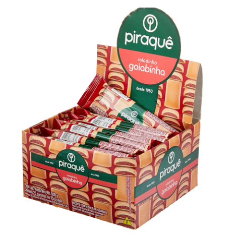Caixa 20 Pacotes Mini Roladinho Goiabinha Piraquê 25g
