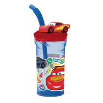 Copo Disney com Canudo 3D Carros 360ml Copo Disney com Canudo 3D Carros 360ml