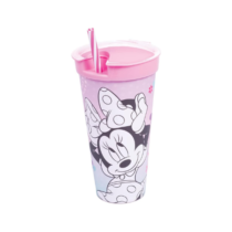 Copo Plasútil com Compartimento e Canudo Minnie 540ml