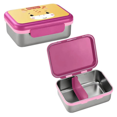 Fisher Price Porta Lanche Bento Box Aço Inox 800ml Rosa