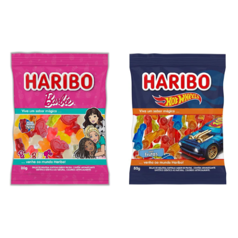 Haribo Bala de Gelatina Barbie ou Hot Wheels 80g
