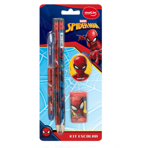 Kit Escolar Spiderman Blister 5 Itens Molin