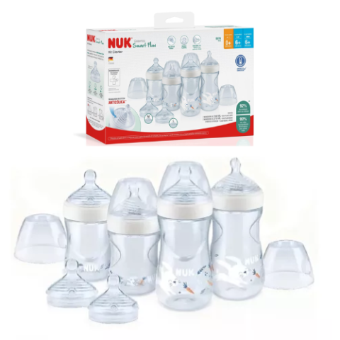 Kit NUK Starter Mamadeiras e Bicos Anticólica Essence Smart Flow