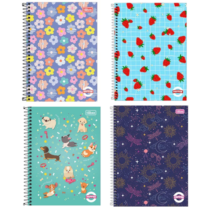 Kit Tilibra 4 Cadernos Espiral Capa Dura Pepper Feminino 80 Folhas cada