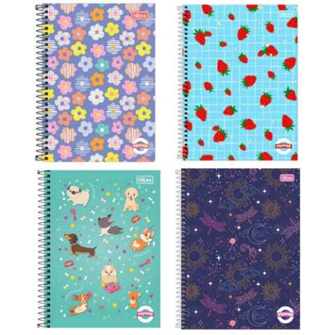Kit Tilibra 4 Cadernos Espiral Capa Dura Pepper Feminino 80 Folhas cada