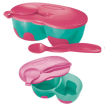Prato Fundo Com Divisória E Colher Funny Meal Rosa Multikids Baby