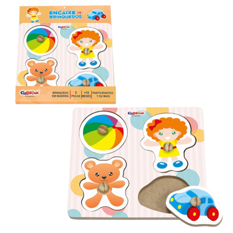 Quebra Cabeça Encaixe 5 Peças em Madeira Ciabrink