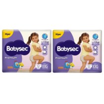 2 Pacotes Fraldas Babysec Premium Hiper XXG 52 Unidades