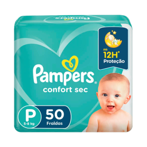 Fralda Pampers Confort Sec P 50 Unidades