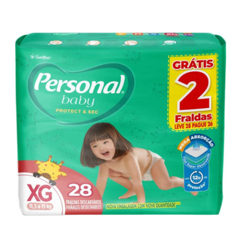 Fralda Personal Baby Protect e Sec XG 28 Unidades