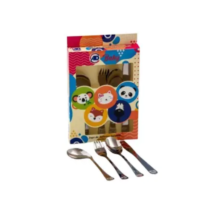 Jogo de Talheres Infantil em Inox 4 Peças Bichinhos