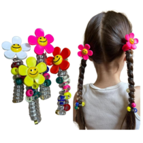 Kit 2 Pares Xuxinha Flor de Elasticos Mola para Cabelo Infantil Espiral de Girassol