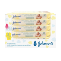 Pack 12 Unidades Johnson’s Baby Lenços Umedecidos Recém Nascido 96 Lencinhos