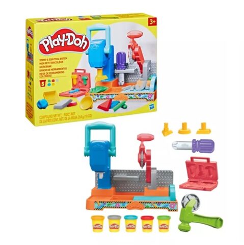 Play Doh Mesa De Ferramentas + 5 Potes Massinha