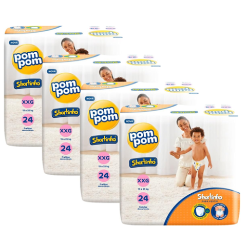 Fralda Pom Pom Shortinho Jumbo XXG 96 Unidades
