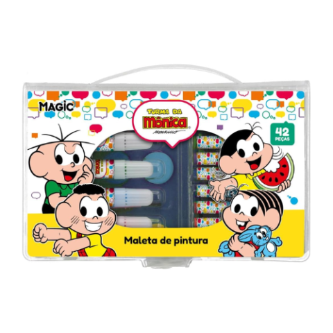 Kit Maleta de Pintura 42 peças Turma da Mônica