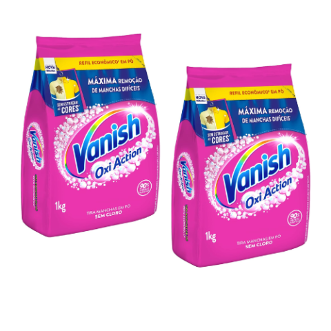 2 Unidades Vanish Multi Power Oxi Action Tira Manchas em Pó 1Kg
