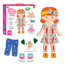 Brinquedo Pedagógico de Madeira Alinhavo 38 Peças Veste E Brinca Nig