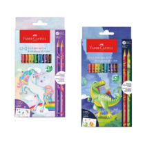 EcoLápis Faber-Castell Unicórnio ou Dino 12 Cores + 2 Cores Misturinha
