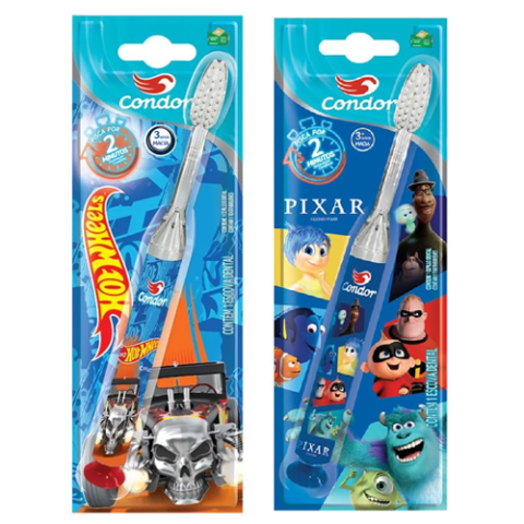 Escova Dental Infantil Led Hot Wheels ou Pixar Condor