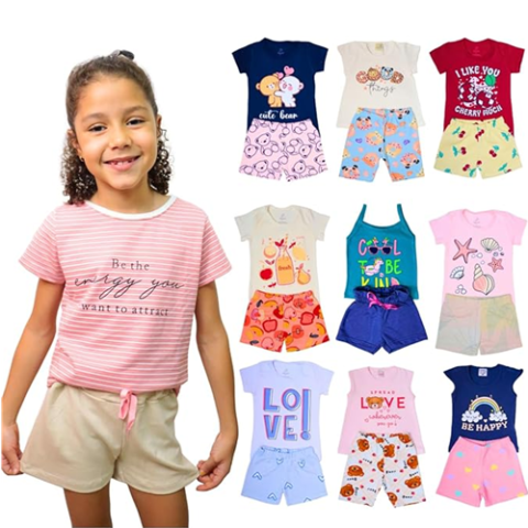 Kit 3 Conjuntos Verão Infantil Menina Baby Greg