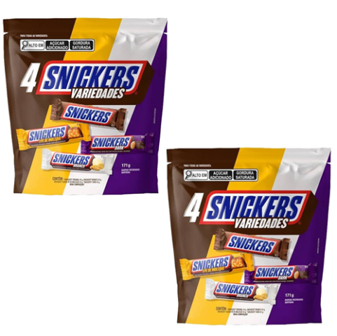 2 Pacotes Snickers Chocolate Variedades 4 Unidades de 42g