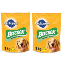 2 Unidades Biscoito Pedigree Biscrok Para Cães Adultos Multi 1Kg