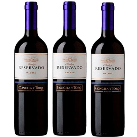 3 Unidades Concha y Toro Reservado Malbec 750ml