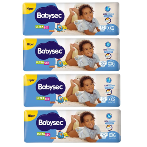 4 Pacotes Fralda Babysec Galinha Pintadinha Ultrasec XXG 52 Unidades