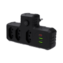 Adaptador Tomada com 3 Tomadas + 2 Interfaces USB + 1 Porta USB Coibeu