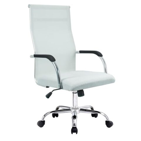 Cadeira de Escritório Esteirinha Tela Mesh Base Cromada com Rodinha Fortt Salta Branca