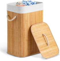 Cesto de Bambu Premium com Tampa 60L Bambu Natural