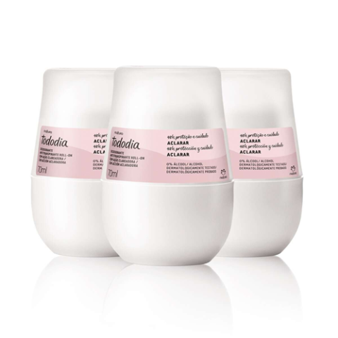 Conjunto Desodorante Antitranspirante Roll-on Tododia Aclarar 70ml