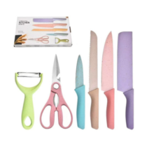 Conjunto Jogo Facas Coloridas 6 Peças Inox Everierh