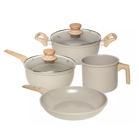 Conjunto Oster 4 Panelas com Revestimento Cerâmico Antiaderente Marble Edition Cinza Dust