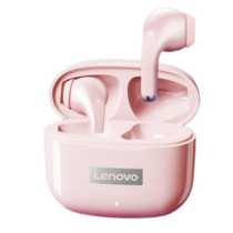 Fone de Ouvido Lenovo Sem Fio Bluetooth com Caso de Carregamento TWS Estéreo in LP40 Pro Rosa