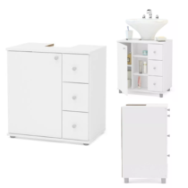 Gabinete Para Banheiro 3 Gavetas + 1 Porta Politorno Branco