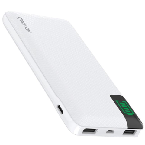 Geonav Power Bank Carregador Portátil Universal 10.000mAh com 2 portas USB + 1 porta USB-C Branco