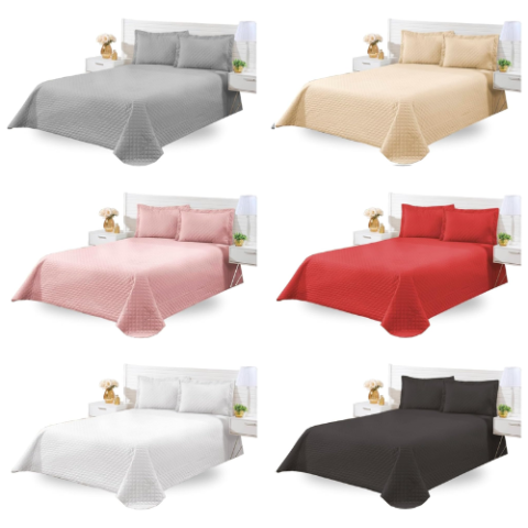 Kit 03 Peças Cobre Leito Casal Veneza Matelado