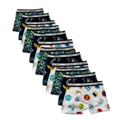 Kit 12 Cuecas Infantil Boxer Wear Microfibra Estampada Sem Costura