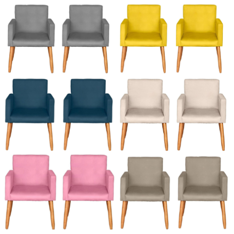 Kit 2 Poltronas Cadeira Decorativa Espuma D-22 Moblan Decor