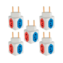 KIT Com 5 Adaptadores Benjamim Cubo 3D Com 3 Entradas de Tomada 10 Amperes + 20 Amperes