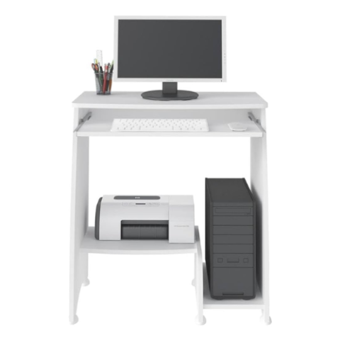 Mesa para Computador com Prateleira Retrátil Branco Artely Pixel