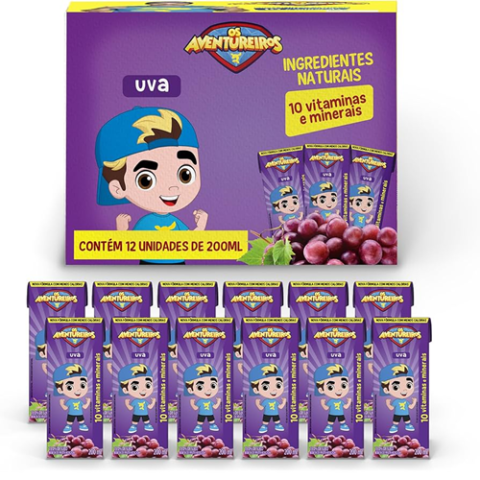 Pack 12 Sucos Aventureiros Uva 200ml