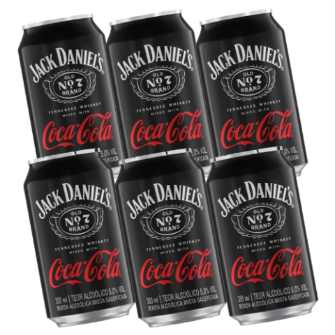 Pack 6 Latas Whisky Jack Daniel’s com Coca-Cola Gaseificada 350ml